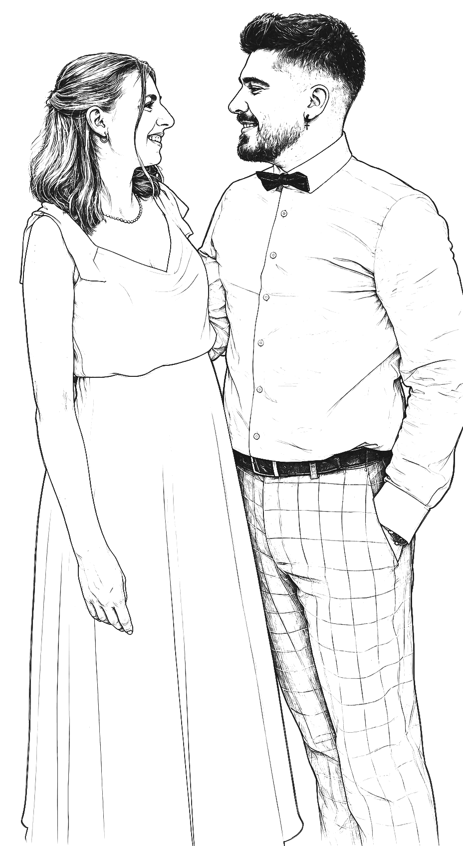 Linienportrait des Brautpaares